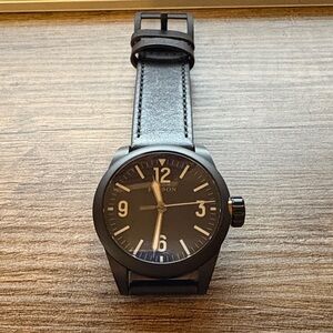 Filson Black Leather Strap Watch